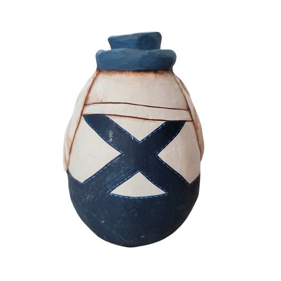 Bunny Rabbit Papier Mache Sculpture vHand-Crafted Lightweight‎ Blue White - Picture 2 of 9